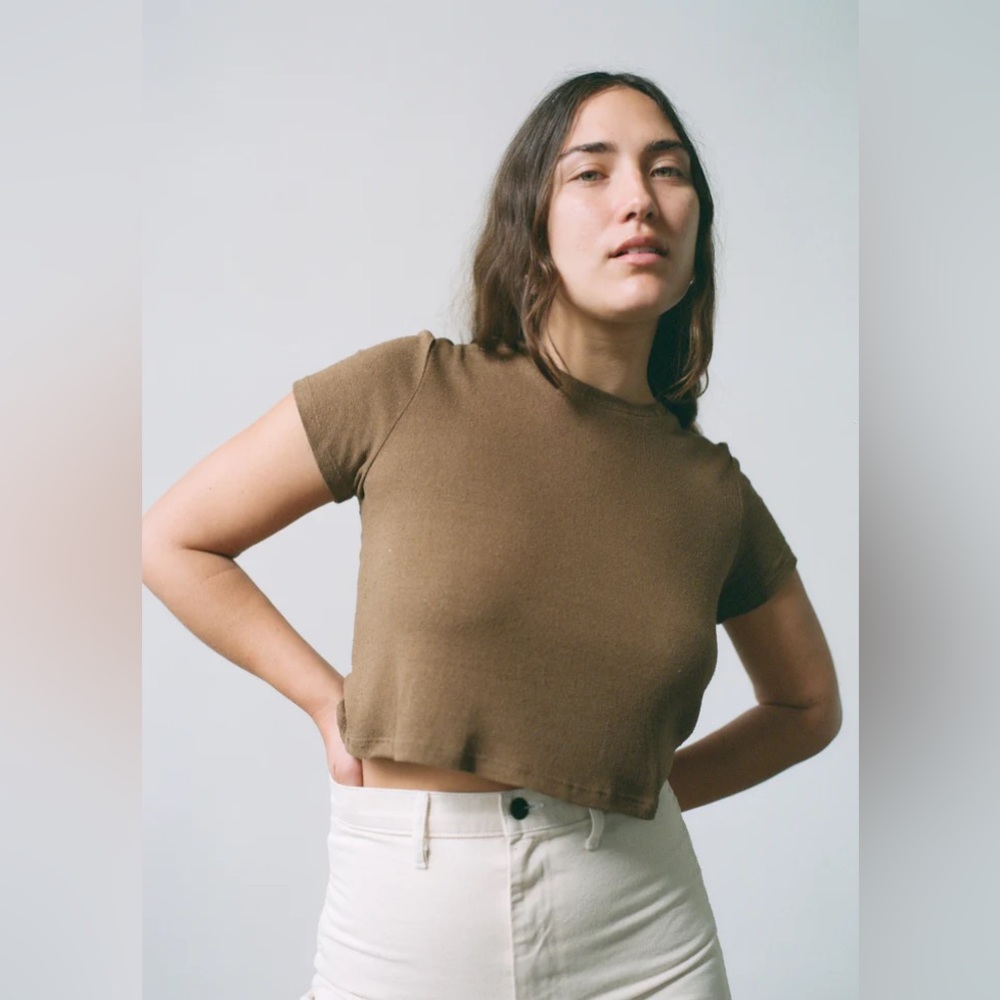 Ozma LOU TEE (Regen Silk Noil Jersey), Coffee